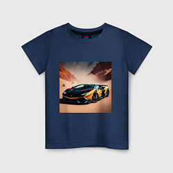 Футболка хлопковая детская Lamborghini Aventador, цвет: тёмно-синий