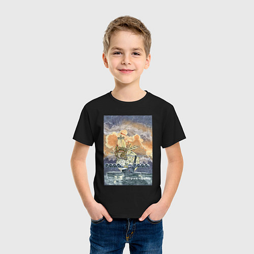 Детская футболка Летучий корабль / Черный – фото 3