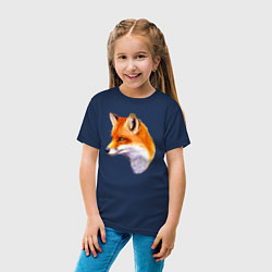 Футболка хлопковая детская Лиса смотрит, цвет: тёмно-синий — фото 2