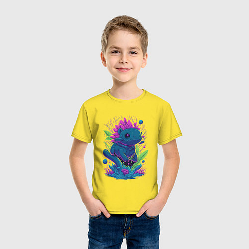 Детская футболка Аксолотль неон / Желтый – фото 3