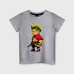 Футболка хлопковая детская Bart Simpson samurai - neural network, цвет: меланж