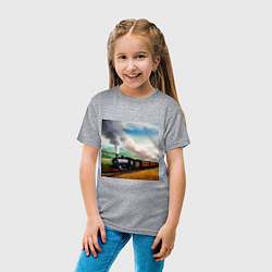 Футболка хлопковая детская Ретро поезд, цвет: меланж — фото 2