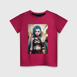Футболка хлопковая детская Jinx model arcane league of legends, цвет: маджента