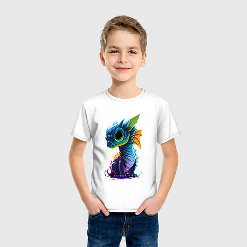 Детская футболка Неоновый дракончик / Белый – фото 3