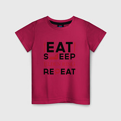 Футболка хлопковая детская Надпись: eat sleep Elden Ring repeat, цвет: маджента