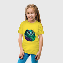 Футболка хлопковая детская Изумрудная сова, цвет: желтый — фото 2