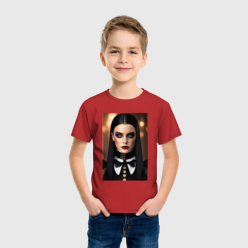 Детская футболка Уэнсдей А / Красный – фото 3