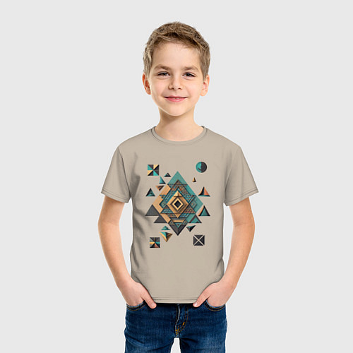 Детская футболка Геометрия ромба / Миндальный – фото 3