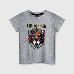 Футболка хлопковая детская Metallica - wolfs muzzle - thrash metal, цвет: меланж