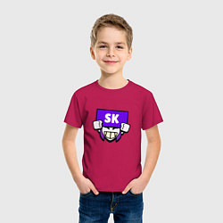 Футболка хлопковая детская Значок болельщика SK Brawl Stars, цвет: маджента — фото 2