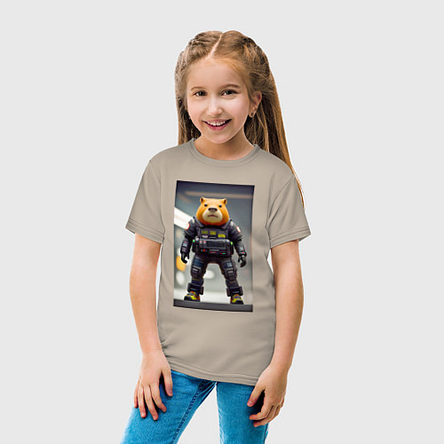 Детская футболка Capy-policeman - cyberpunk / Миндальный – фото 4