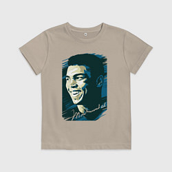 Футболка хлопковая детская Боксер Мухаммед Али, цвет: миндальный