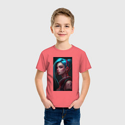 Футболка хлопковая детская Jinx art Arcane League of Legends, цвет: коралловый — фото 2