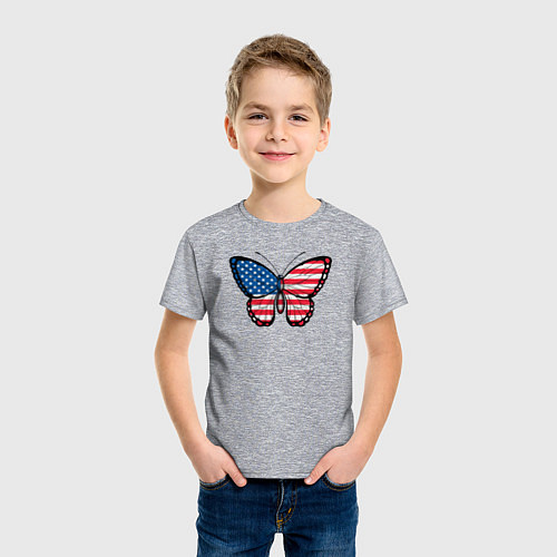 Детская футболка США бабочка / Меланж – фото 3