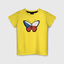 Футболка хлопковая детская Чехия бабочка, цвет: желтый