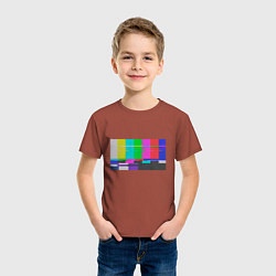 Футболка хлопковая детская Разноцветные полосы в телевизоре, цвет: кирпичный — фото 2