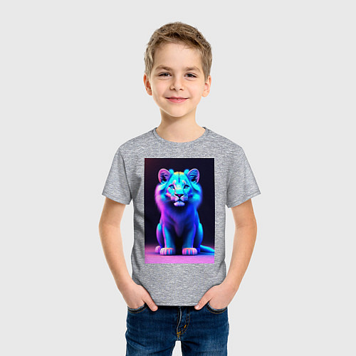 Детская футболка Неоновый львенок / Меланж – фото 3