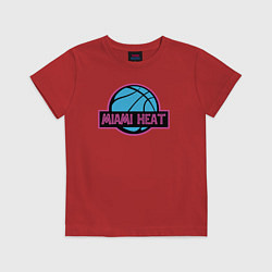 Футболка хлопковая детская Miami Heat team, цвет: красный