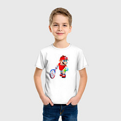 Футболка хлопковая детская Марио играет, цвет: белый — фото 2