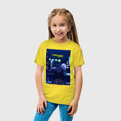 Футболка хлопковая детская Cyberpunk: Edgerunners Дэвид и Люси, цвет: желтый — фото 2