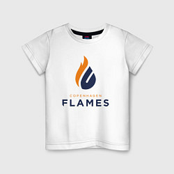 Футболка хлопковая детская Copenhagen Flames лого, цвет: белый