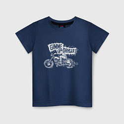 Футболка хлопковая детская Gimme danger - motorcycle - motto, цвет: тёмно-синий