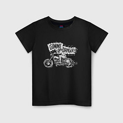 Футболка хлопковая детская Gimme danger - motorcycle - motto, цвет: черный