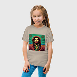 Футболка хлопковая детская Digital Art Bob Marley in the field, цвет: миндальный — фото 2