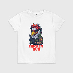 Футболка хлопковая детская Чикен Ган - куриный пистолет, цвет: белый