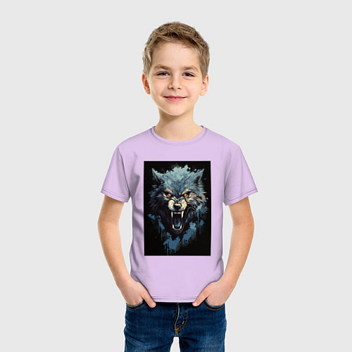 Детская футболка Серый волк и синии брызги / Лаванда – фото 3