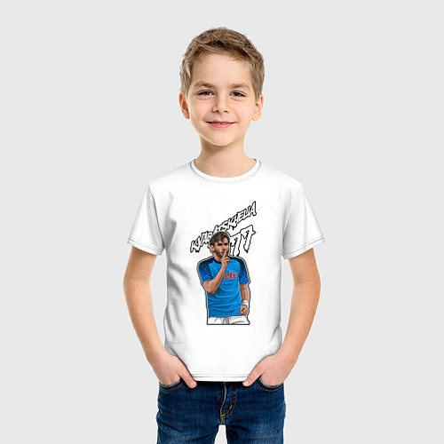 Детская футболка Хвича Кварацхелия Наполи 77 / Белый – фото 3