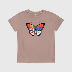Футболка хлопковая детская Бабочка Сербия, цвет: пыльно-розовый