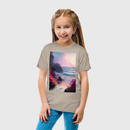 Детская футболка Вечер в бухте / Миндальный – фото 4