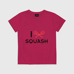 Футболка хлопковая детская I Love Squash, цвет: маджента
