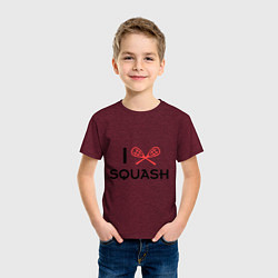 Футболка хлопковая детская I Love Squash, цвет: меланж-бордовый — фото 2