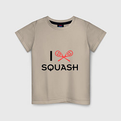 Футболка хлопковая детская I Love Squash, цвет: миндальный