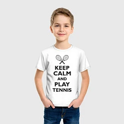 Футболка хлопковая детская Keep Calm & Play tennis, цвет: белый — фото 2