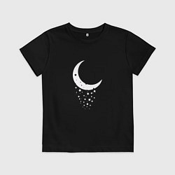 Футболка хлопковая детская Месяц рассыпающийся на звезды, цвет: черный