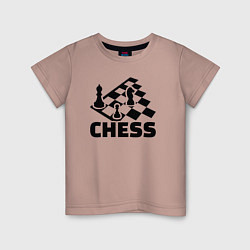 Футболка хлопковая детская Chess game, цвет: пыльно-розовый