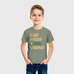 Футболка хлопковая детская Eat sleep judo, цвет: авокадо — фото 2