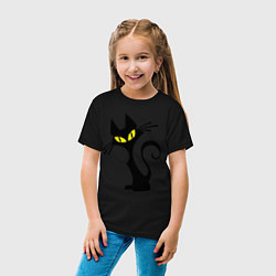 Футболка хлопковая детская Кошка, цвет: черный — фото 2