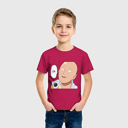Футболка хлопковая детская Saitama - Okey, цвет: маджента — фото 2