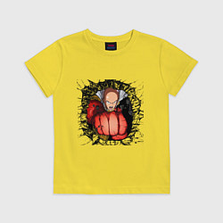 Футболка хлопковая детская Saitama hole, цвет: желтый