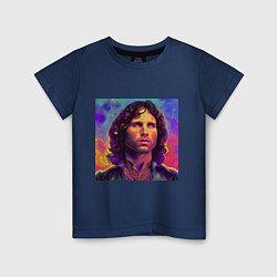 Футболка хлопковая детская Jim Morrison Strange colors Art, цвет: тёмно-синий