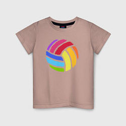 Футболка хлопковая детская Rainbow volleyball, цвет: пыльно-розовый