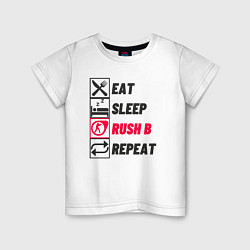 Футболка хлопковая детская Eat sleep rush b repeat, цвет: белый