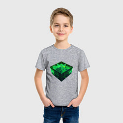 Футболка хлопковая детская Куб из зелёного кристалла, цвет: меланж — фото 2