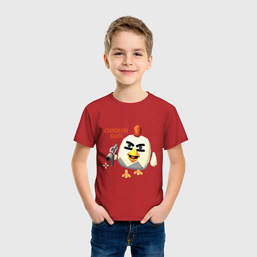 Детская футболка Chicken Gun злой / Красный – фото 3