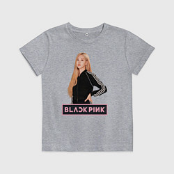 Футболка хлопковая детская Блэкпинк Роза, цвет: меланж