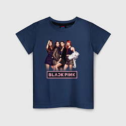 Футболка хлопковая детская Rose Blackpink kpop, цвет: тёмно-синий
